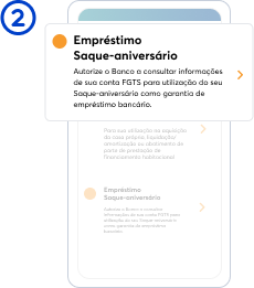 Imagem do aplicativo FGTS selecionando a opcao 'Emprestimo Saque-Aniversario